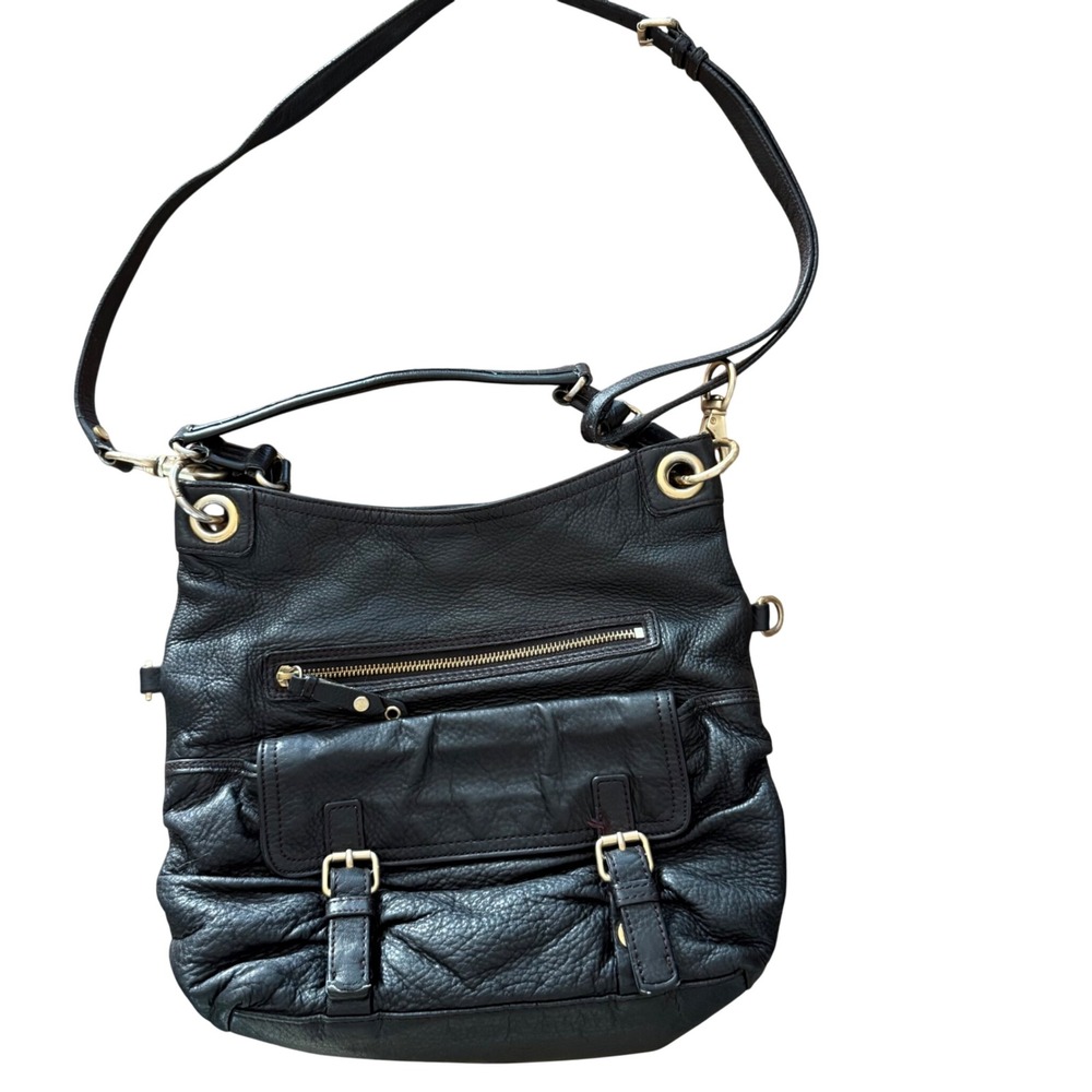 Cole Haan Bailey Convertible Hobo Black Leather Crossbody Shoulder Bag Y2K